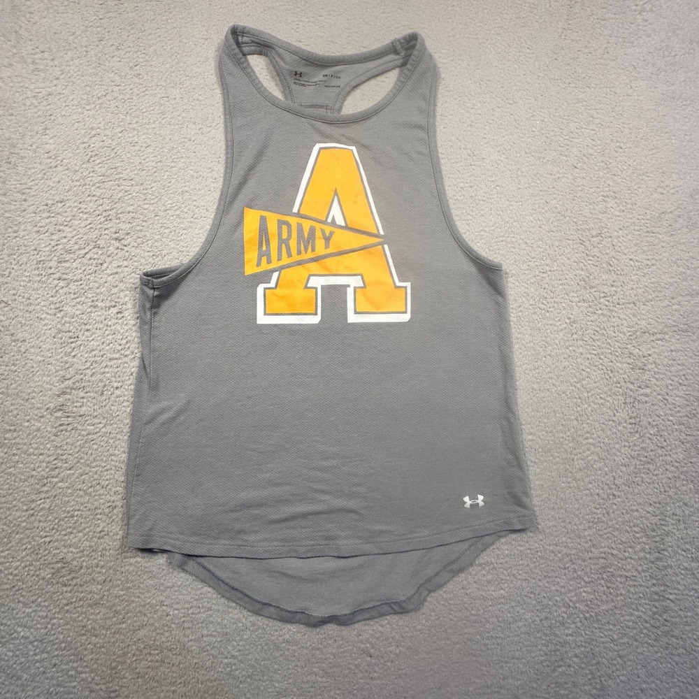 Under Armour Tank Top Womens S Gray Army West Point HeatGear Racerback Active